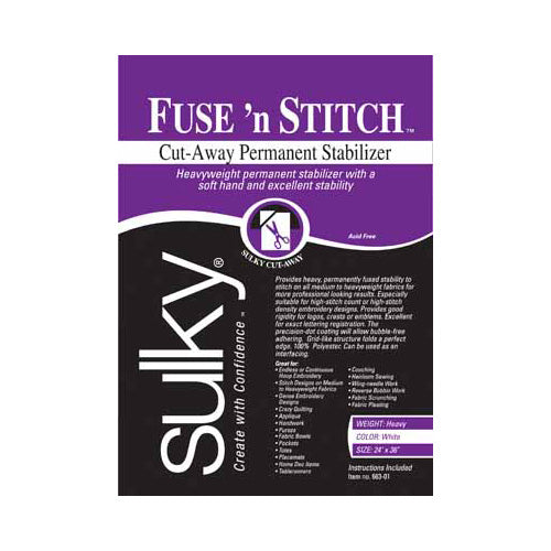 SULKY Fuse 'n Stitch Heavyweight Fusible Stabilizer 24 in x 1 yd White Pkg