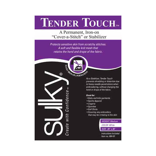 SULKY Tender Touch Lightweight Iron-On Backing 20 in x 1 yd White Pkg