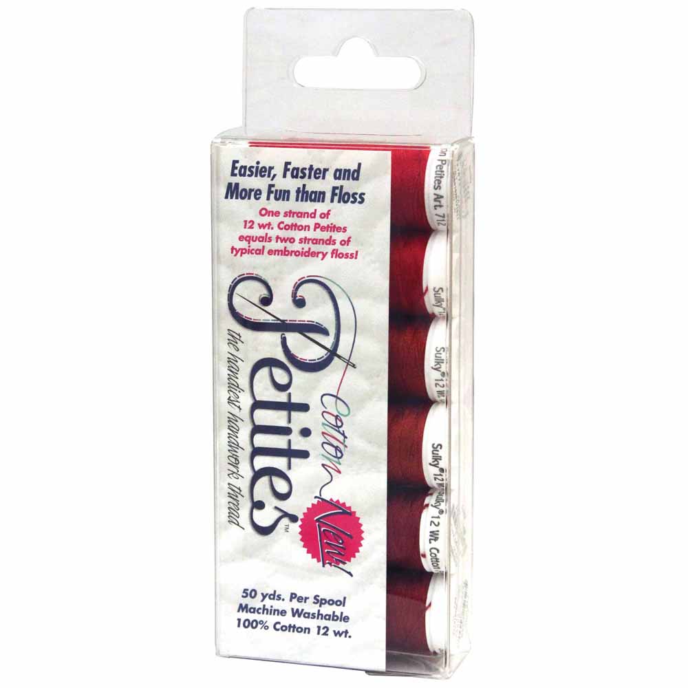 SULKY Cotton Petites 12 wt Thread Set 6 × 50 yd Redwork Assortment