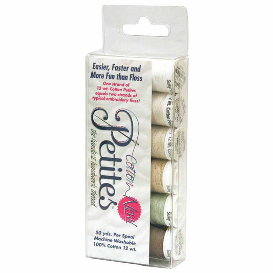 SULKY Cotton Petites 12 wt Thread Set 6 × 50 yd Neutral Assortment