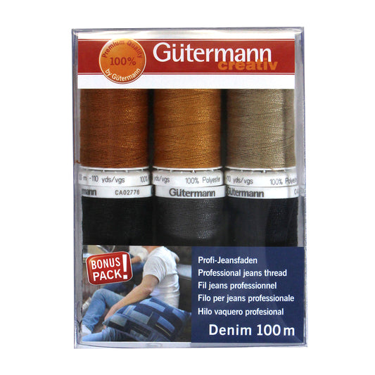 GÜTERMANN Denim Thread Set 6 × 100 m Assorted Denim Colours