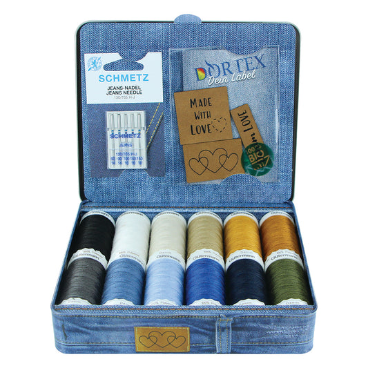 GÜTERMANN Denim Box 12 × 100 m With SCHMETZ Needles And Labels
