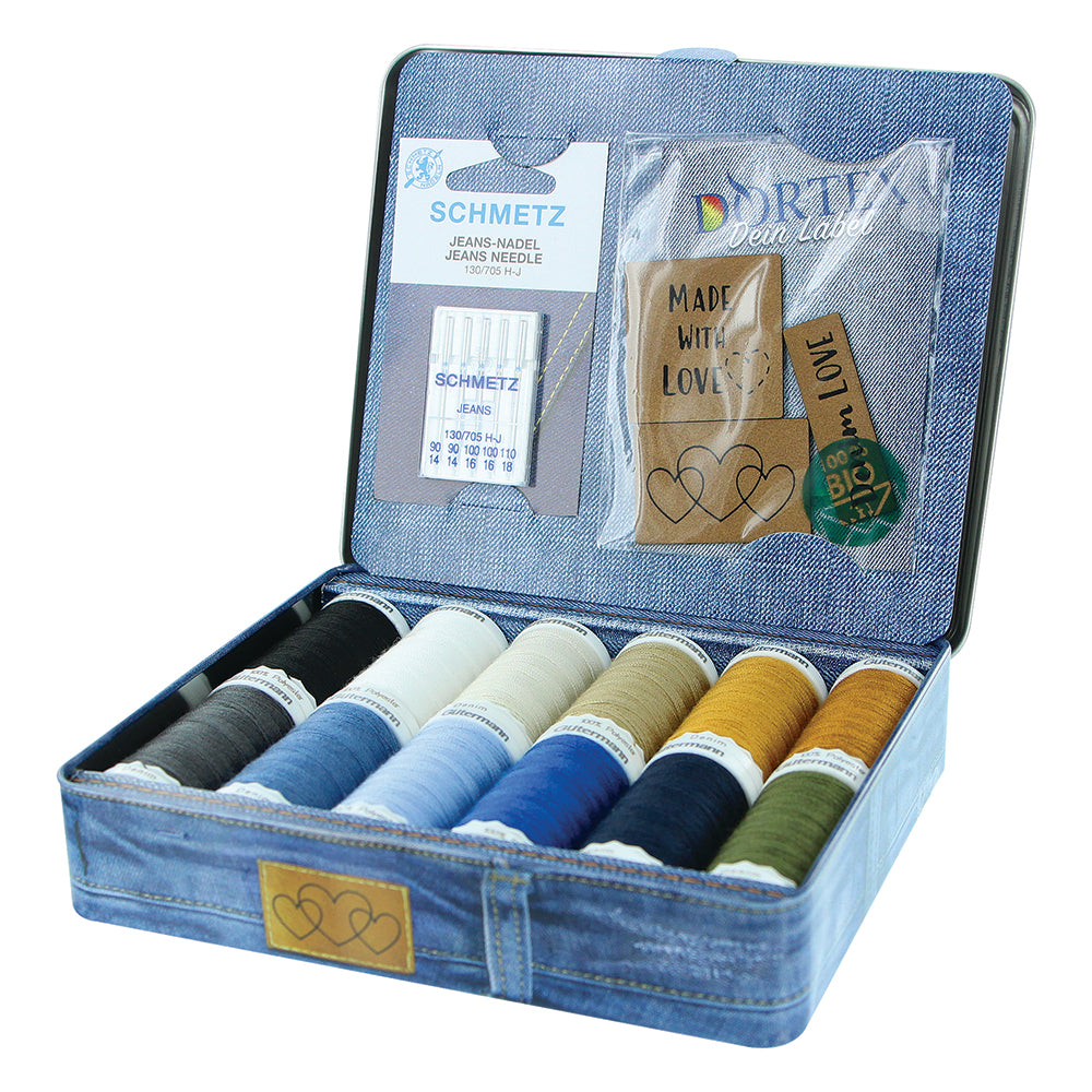 GÜTERMANN Denim Box 12 × 100 m With SCHMETZ Needles And Labels