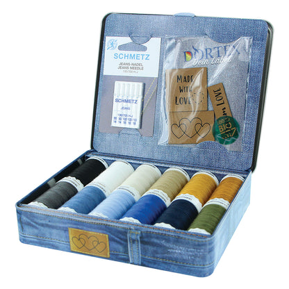 GÜTERMANN Denim Box 12 × 100 m With SCHMETZ Needles And Labels