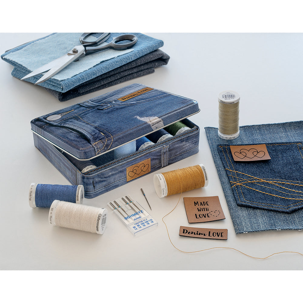 GÜTERMANN Denim Box 12 × 100 m With SCHMETZ Needles And Labels
