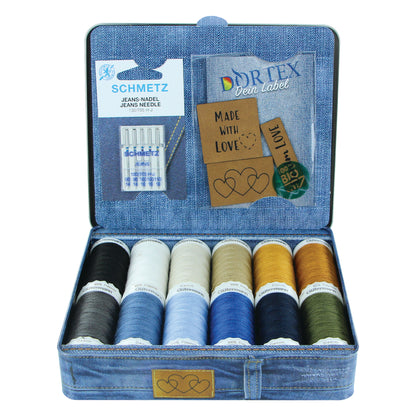 GÜTERMANN Denim Box 12 × 100 m With SCHMETZ Needles And Labels