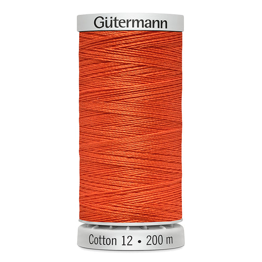 GÜTERMANN Cotton 12 Thread Mercerised Cotton 200 m Orange (Col. 1184)