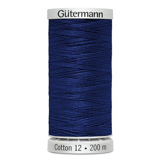 GÜTERMANN Cotton 12wt Mercerized Thread 200m Royal Blue