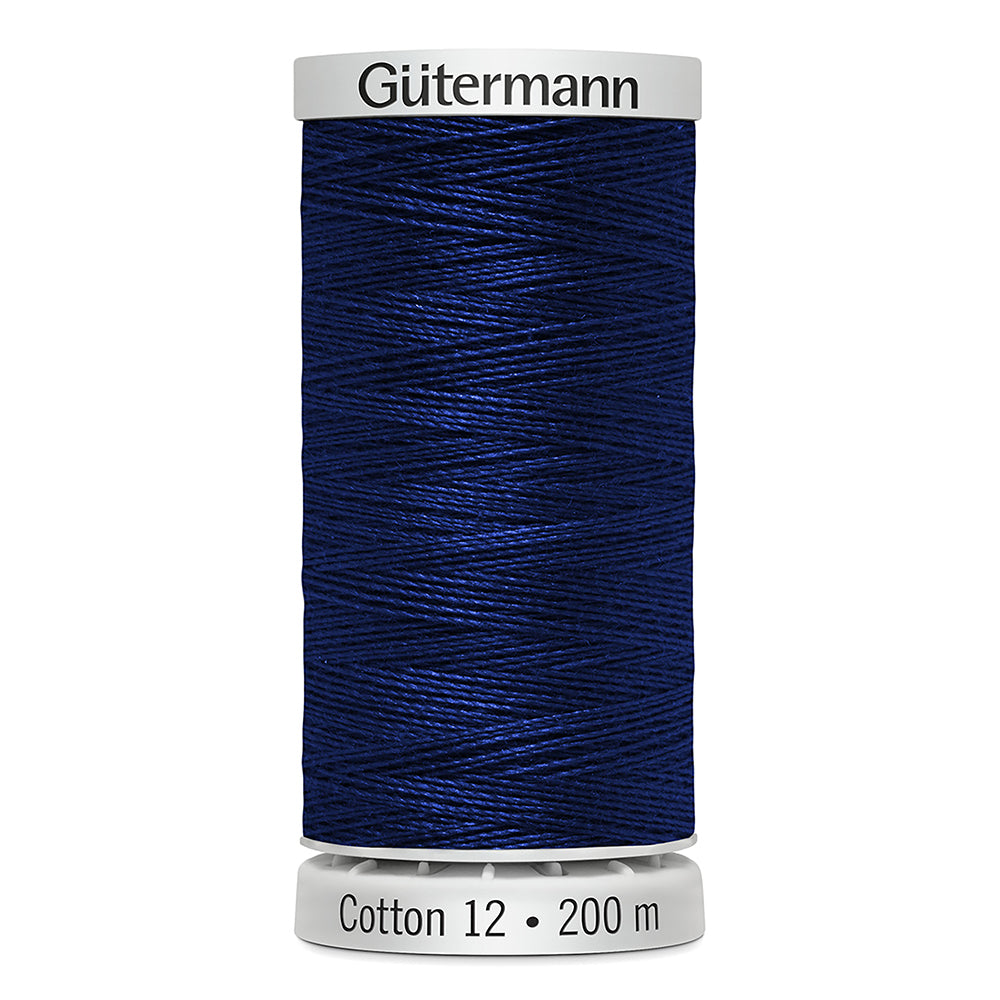 GÜTERMANN Cotton 12wt Mercerized Thread 200m Midnight Blue