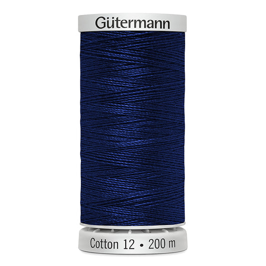 GÜTERMANN Cotton 12wt Mercerized Thread 200m Midnight Blue