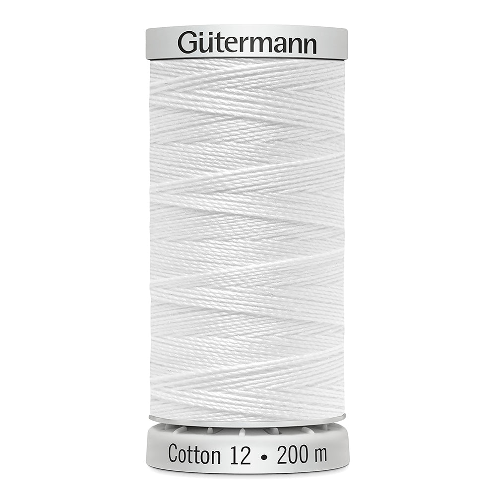 GÜTERMANN Cotton 12wt Mercerized Thread 200m White