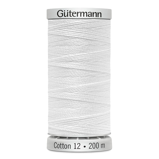GÜTERMANN Cotton 12wt Mercerized Thread 200m White