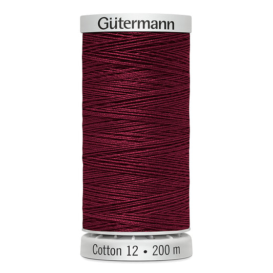 GÜTERMANN Cotton 12wt Mercerized Thread 200m Dark Rose (Colour 1169)