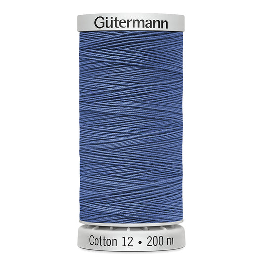 GÜTERMANN Cotton 12wt Mercerized Thread 200m Medium Blue