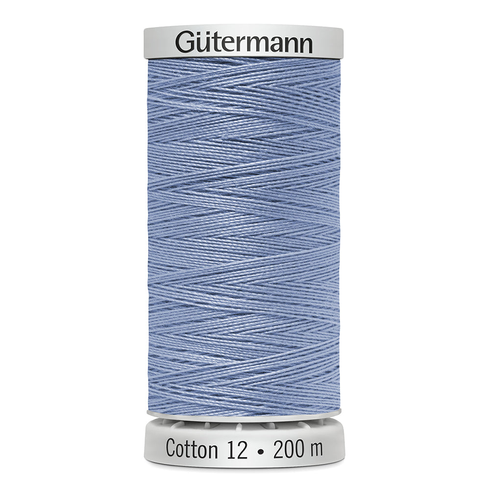 GÜTERMANN Cotton 12wt Mercerized Thread 200m Blue (Colour 9821)