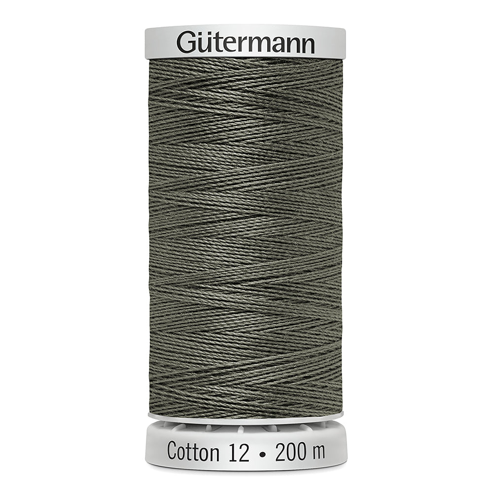 GÜTERMANN Cotton 12wt Mercerized Thread 200m Olive Green
