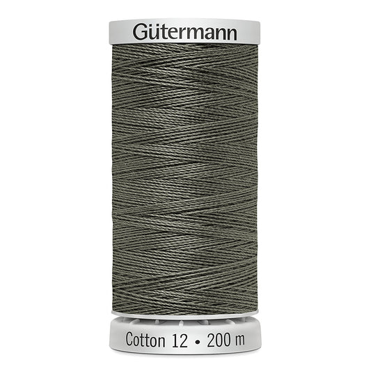 GÜTERMANN Cotton 12wt Mercerized Thread 200m Olive Green