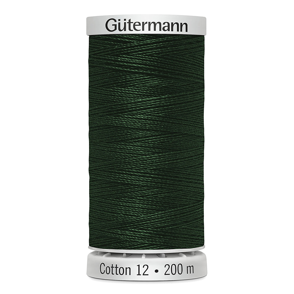 GÜTERMANN Cotton 12wt Mercerized Thread 200m Dark Green