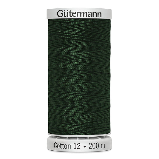 GÜTERMANN Cotton 12wt Mercerized Thread 200m Dark Green
