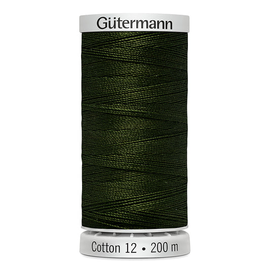 GÜTERMANN Cotton 12wt Mercerized Thread 200m Medium Green (Colour 9813)