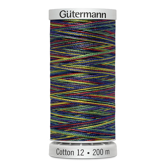 GÜTERMANN Cotton 12wt Mercerized Thread 200m Multi (Colour 9822)