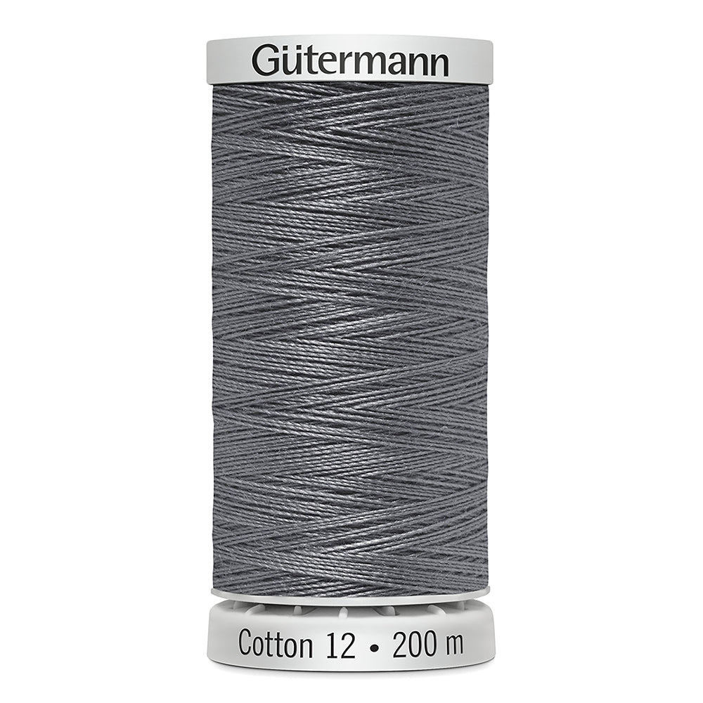 GÜTERMANN Cotton 12wt Mercerized Thread 200m Dark Steel Grey (Colour 1295)