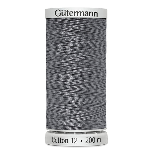 GÜTERMANN Cotton 12wt Mercerized Thread 200m Dark Steel Grey (Colour 1295)