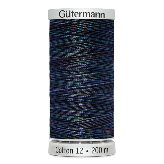 GÜTERMANN Cotton 12 wt thread, Peacock Feathers, 200 m (219 yd)