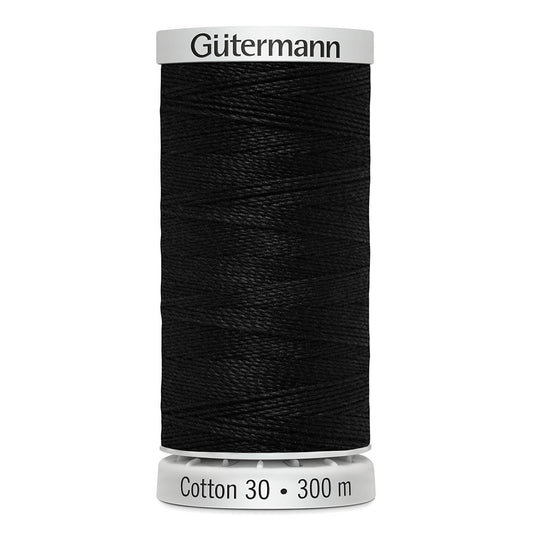 GÜTERMANN Cotton 30 Thread 30 wt 300 m (328 yd) - Black - 1 Spool