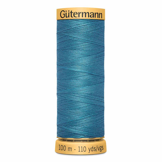 GÜTERMANN Natural Cotton Thread C Ne 50 100 m (109 yd) - Solid Turquoise Blue 7540