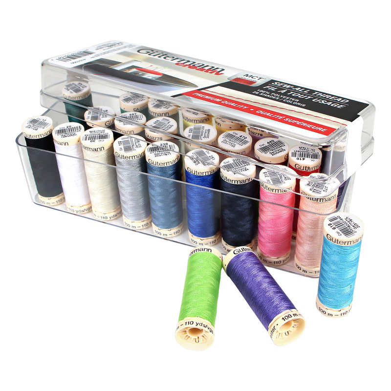GÜTERMANN 26 pc MCT Sew-all 100m - Thread Set in Acrylic Box - Assorted Colours