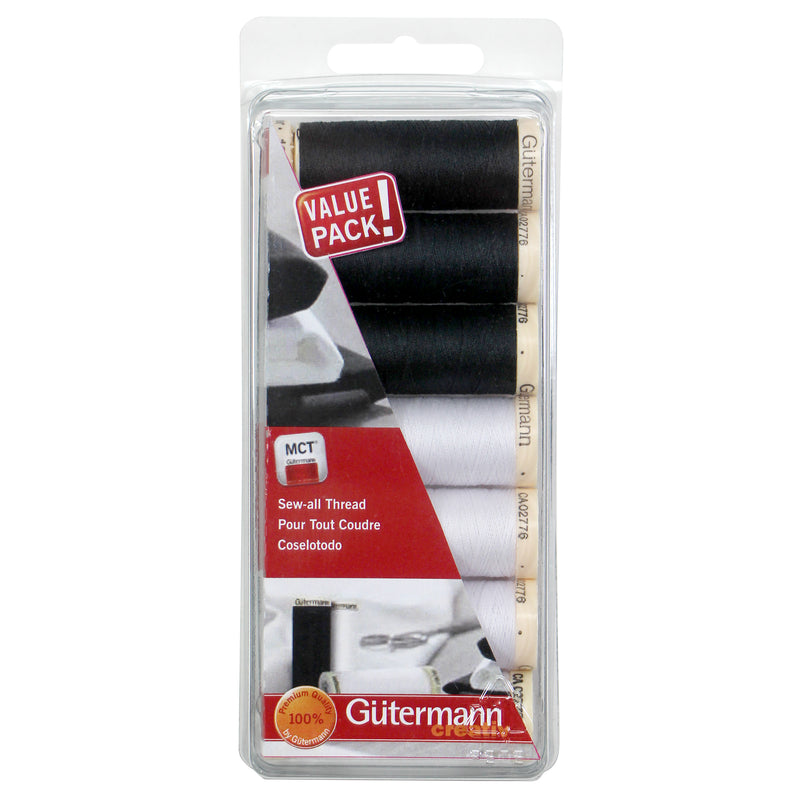 GUTERMANN Ensemble de 7 mcx de fil Sew-all MCT 100m - noir et blanc
