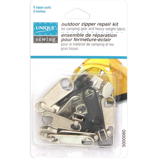 UNIQUE SEWING Outdoor Zipper Repair Kit — 8 Pulls, Stops Included