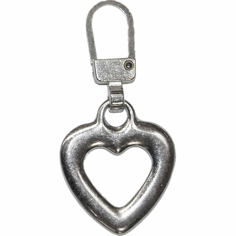COSTUMAKERS Zipper Pull – Heart – Nickel
