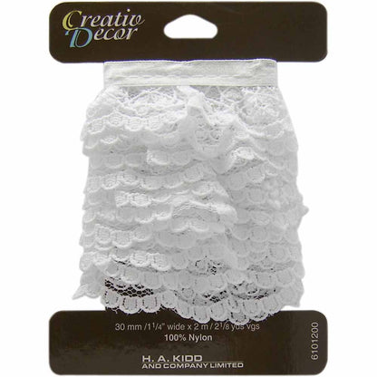 CREATIV DÉCOR Lace/Ribbon Combo 30mm x 2m - White