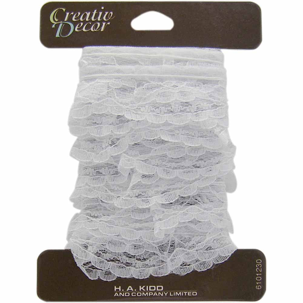 CREATIV DÉCOR Ruffled Lace Trim – 25 mm – White
