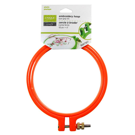 UNIQUE CRAFT Plastic Embroidery Hoop – 10 cm (4″), Red