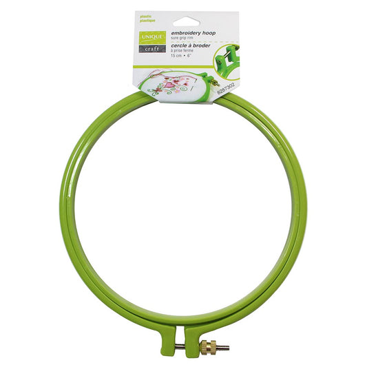 UNIQUE CRAFT Plastic Embroidery Hoop – 15 cm (6″), Green