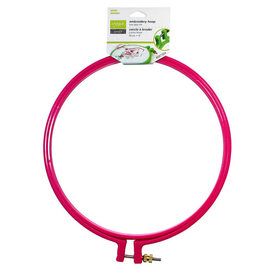 UNIQUE CRAFT Plastic Embroidery Hoop – 20 cm (8″), Pink