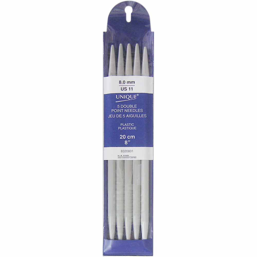UNIQUE KNITTING Double Point Knitting Needles 20cm (8") — Plastic — 8mm/US 11