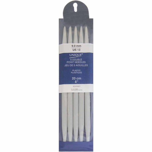 UNIQUE KNITTING Double Point Knitting Needles 20cm (8") — Plastic — 9mm/US 13