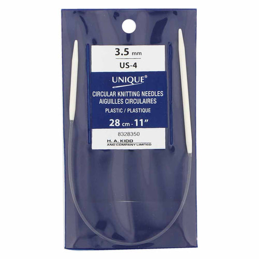 UNIQUE KNITTING Circular Knitting Needles 28cm (11") Plastic — 3.5mm/US 4