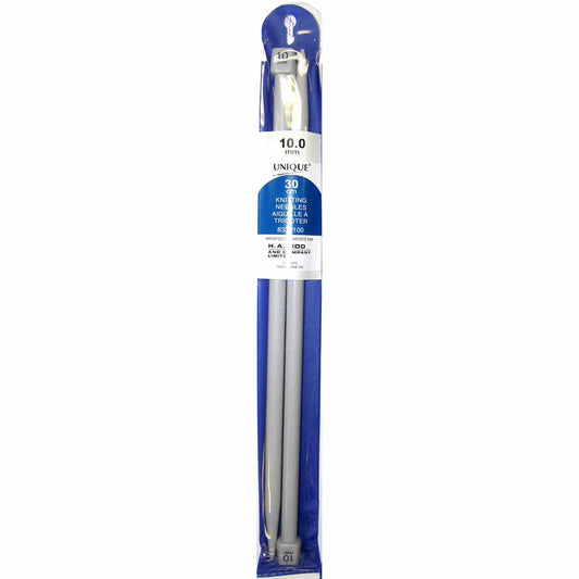 UNIQUE KNITTING Single Point Needles — 30 cm (12″) Plastic, 10 mm (US 15)