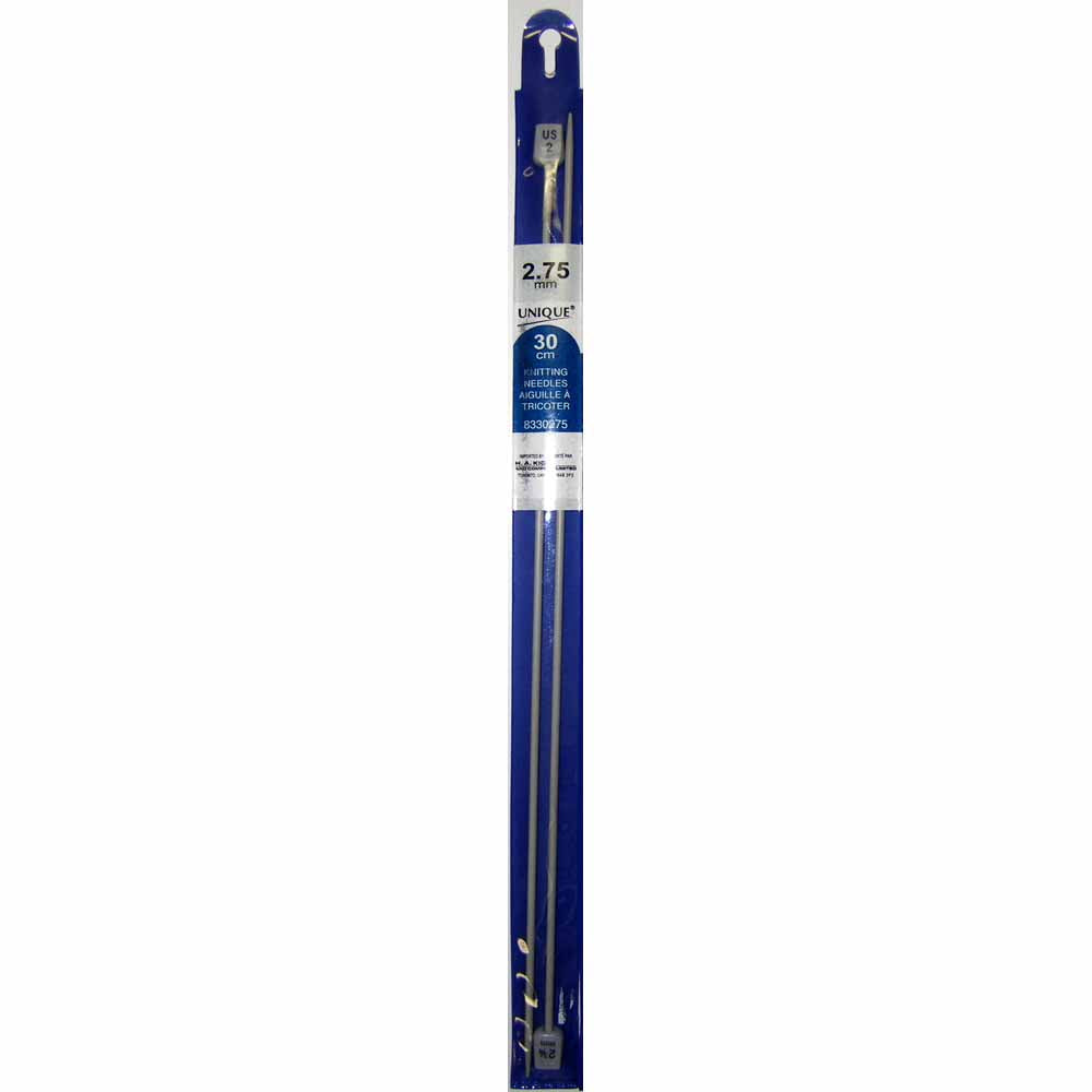 UNIQUE KNITTING – Single Point Knitting Needles – 30 cm – Aluminum – 2.75 mm (US 2)
