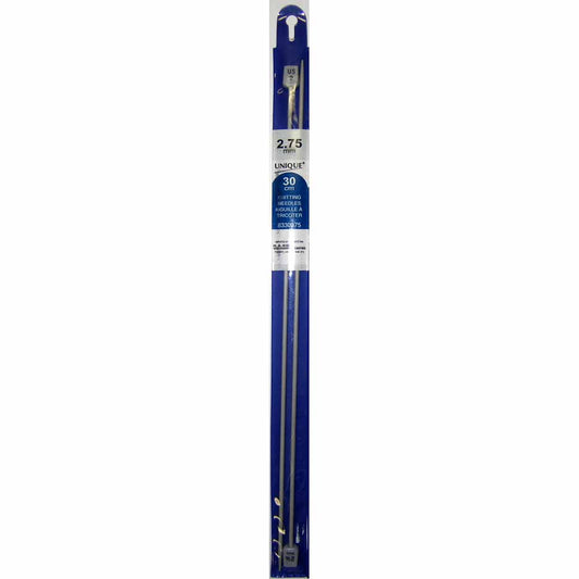 UNIQUE KNITTING – Single Point Knitting Needles – 30 cm – Aluminum – 2.75 mm (US 2)