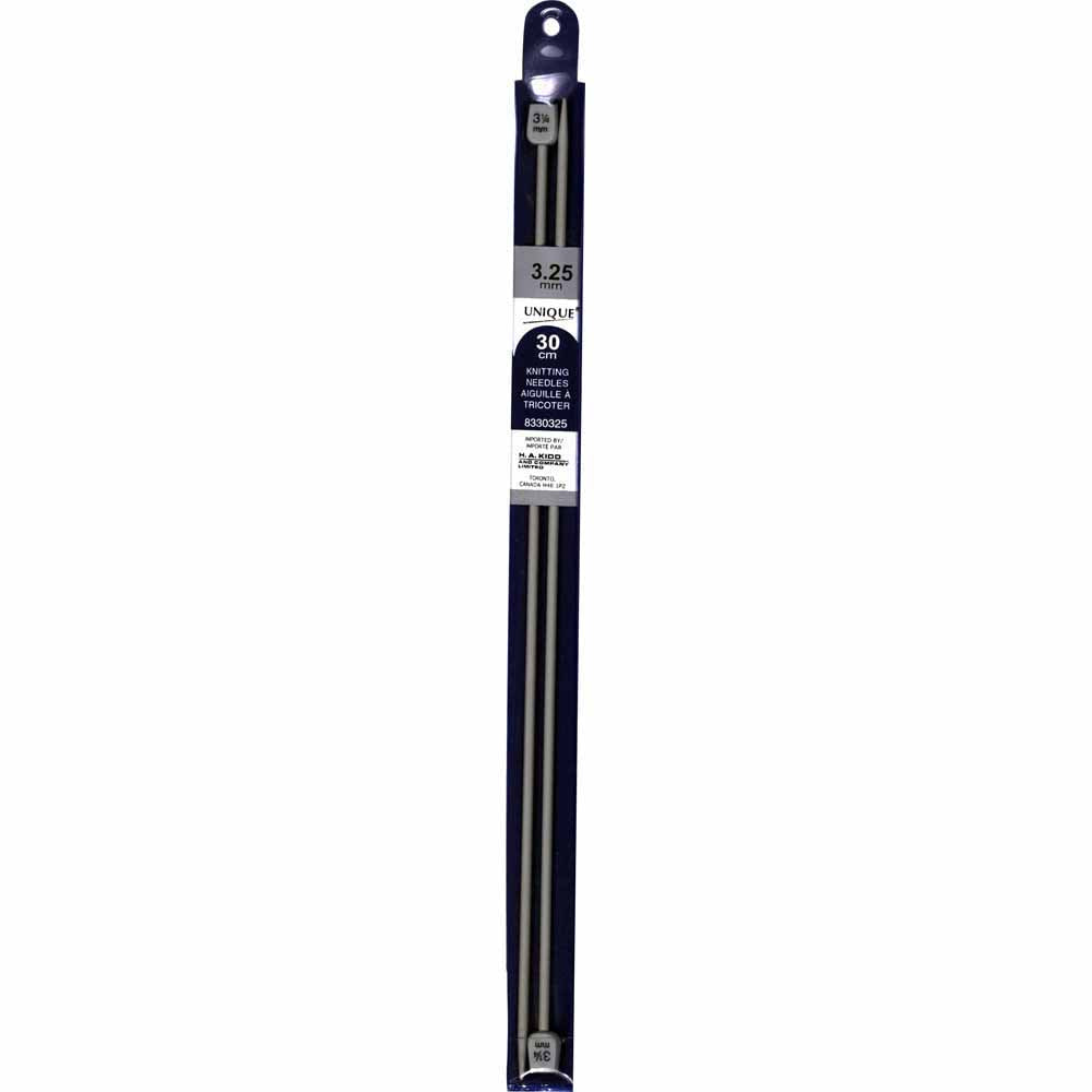 UNIQUE KNITTING Single Point Needles — 30 cm (12″) Aluminum, 3.25 mm (US 3)