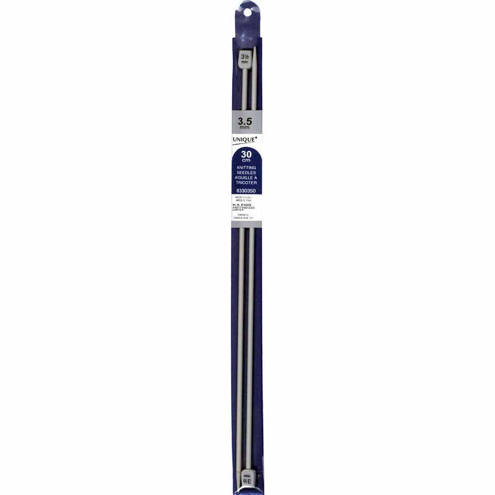 UNIQUE KNITTING Single Point Needles — 30 cm (12″) Aluminum, 3.5 mm (US 4)