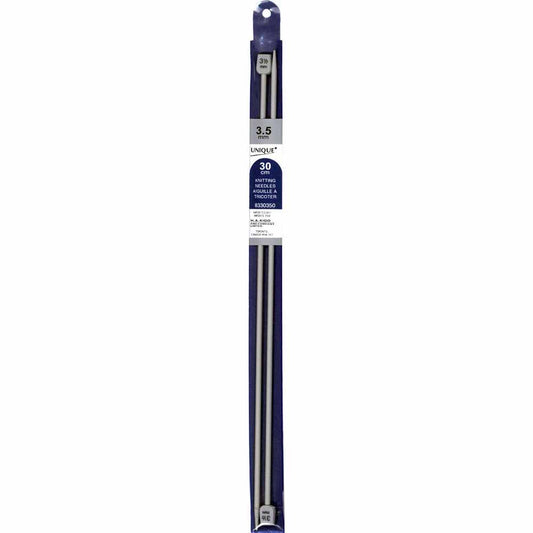 UNIQUE KNITTING Single Point Needles — 30 cm (12″) Aluminum, 3.5 mm (US 4)