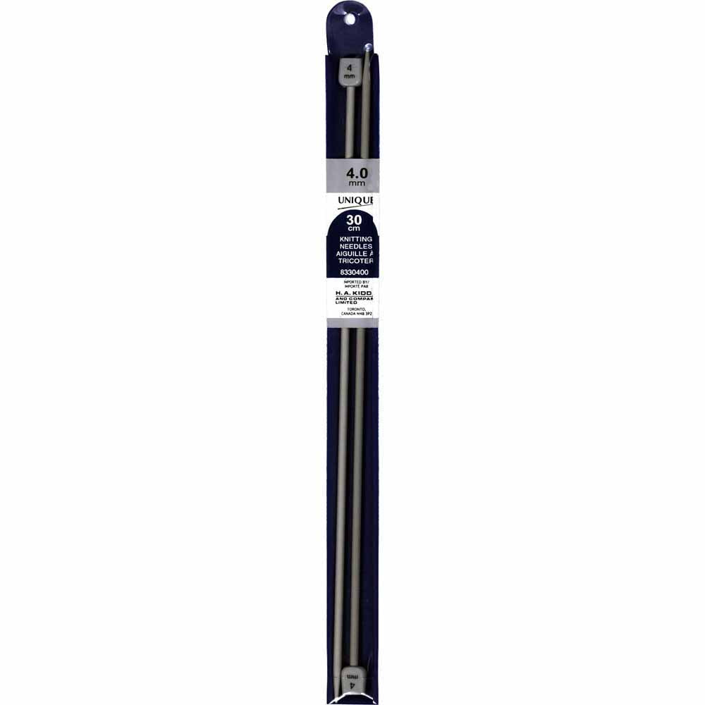 UNIQUE Knitting Single‑Point Knitting Needles, 30 cm – 4 mm (US 6), Aluminum