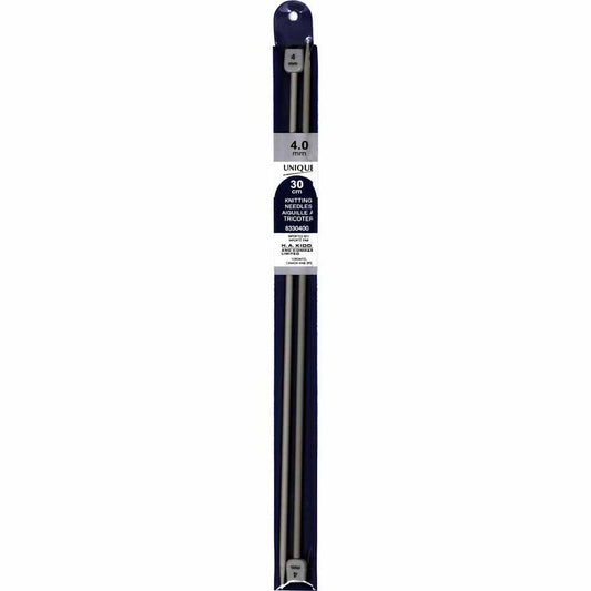 UNIQUE Knitting Single‑Point Knitting Needles, 30 cm – 4 mm (US 6), Aluminum